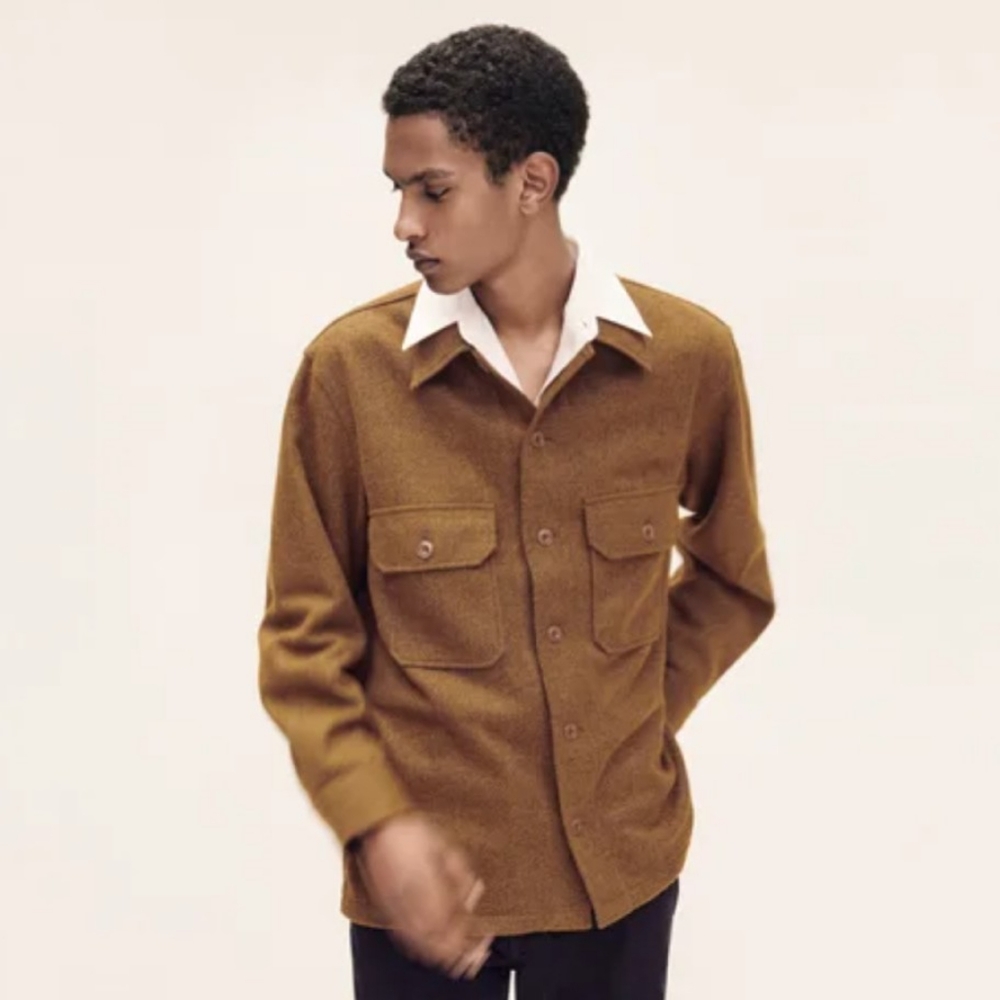 Uniqlo U Lemaire Military Shirt Jacket Men’s S Heavyweight Wool Blend